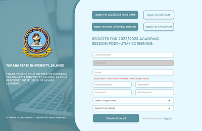 Landing Page for TSU Application graphic design ui ux