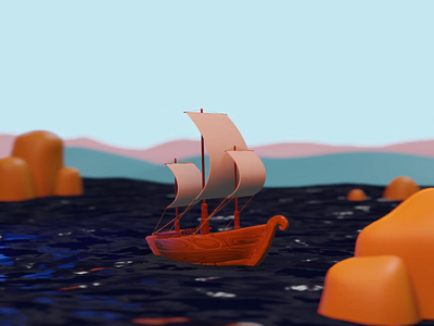 Sailing 3d 3d animation 3d art 3d artist ai animation blender branding concept design illustration landscape logo modelling motion graphics nft ship simple ui web