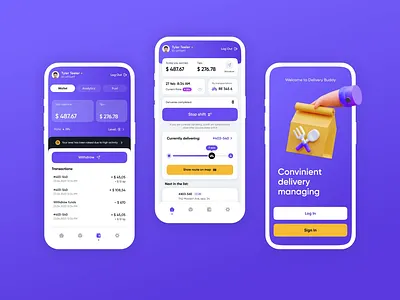 Food Delivery Workers Management App app concept arder tracking data visualization delivery app delivery boy delivery service food delivery food indusry foodtech logistics app management app mobile route app stats ui ux wallet