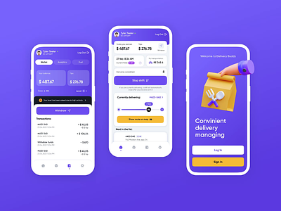 Food Delivery Workers Management App app concept arder tracking data visualization delivery app delivery boy delivery service food delivery food indusry foodtech logistics app management app mobile route app stats ui ux wallet