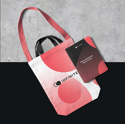 Marketing collateral for InfiniteX brand design brand identity branding collateral marketing tote bag design