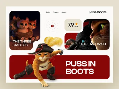 Puss in Boots Animation Web Design 3d animation film landing landing page movie uiux web website website design website hero yasir