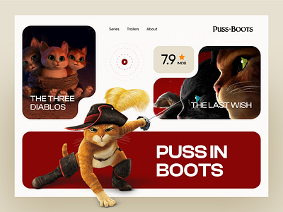 Puss in Boots Animation Web Design 3d animation film landing landing page movie uiux web website website design website hero yasir