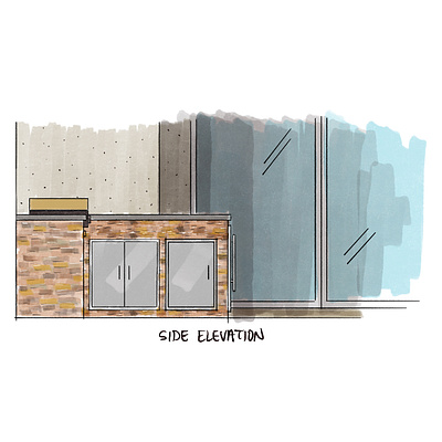 Outdoor Griddle Kitchen - Side Elevation Illustration architectural illustration digital illustration illustration marker sketch