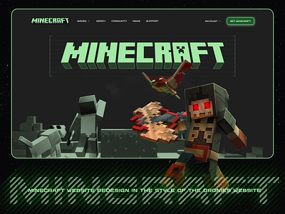 Minecraft website redesign brand dronies game minecraft redesign ui ux webdesign