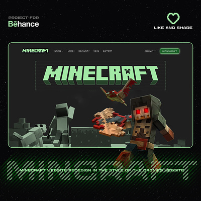Minecraft website redesign brand dronies game minecraft redesign ui ux webdesign