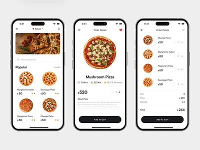 PIZZA - Food Mobile App clean clean design delivery delivery app delivery mobile app food food app food delivery food delivery service food order food order app minimalist mobile app design mobile design mobile food delivery mobile food order mobile pizza app online food online mobile app pizza