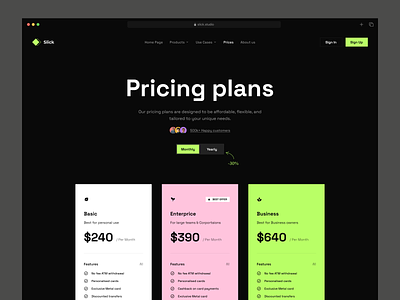 Pricing Plan Visualisation For a Fintech Product clean colorful dark design fintech interface modern plan plans pricing plan slick studio subscribe subscribtion ui user interface ux widget