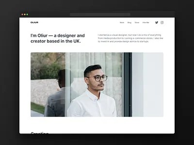 Oliur Personal Website Redesign blog design clean design landing page landing page design minimalist web design modern design oliur personal portfolio personal website photography portfolio portfolio design portfolio profile website concept website design