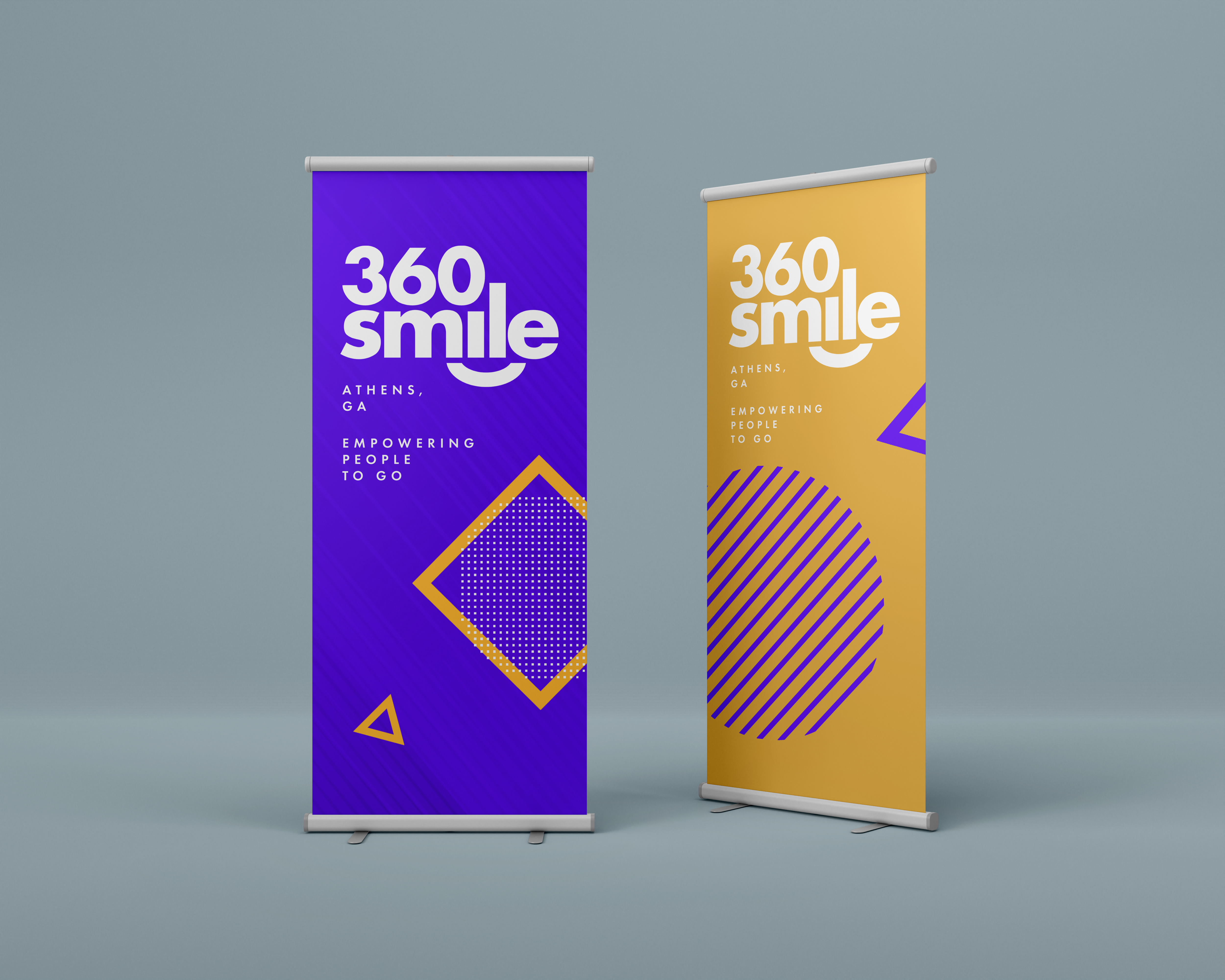 360smile Branding Project 360 brand branding christian church community design faith based gold graphic design logo nonprofit professional purple smile typography yellow