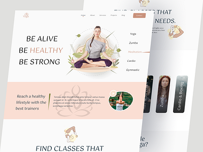 Yoga Landing Page Design design fitness landing page meditation minfullness minimal popular shot product design ui uidesign web design website wellness yoga