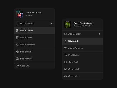 Submenu - Tempo System action apple music context menu design system icon design icons music product design spotify submenu tidal