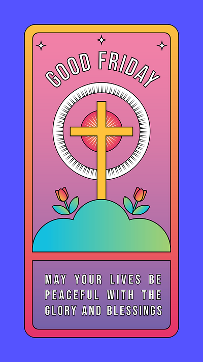 Good Friday christine graphic design illustration jesus latin cross prayer retro tulip vector