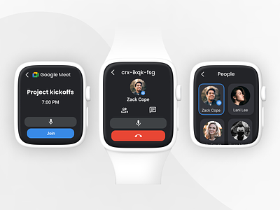 Smart Watch Google Meet app appdesign design google googlemeet meet product productdesign smartwatch ui uiux video watch