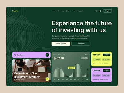 Inveto - Investing platform fireart investing platfrom typography ui ux vector web