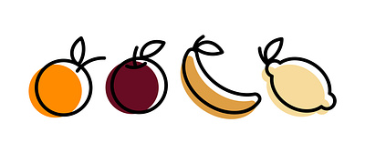 Fruits icon set apple banana branding design fruit icons fruits graphic design icon set icons lemon line style minimalistic orange vector