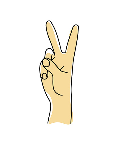 Peace hand sign design fingers graphic design hand illustration line style minimalistic peace peace sign sign vector yellow