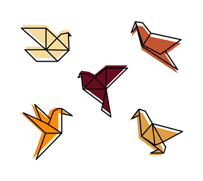 Origami birds icon set birds branding design geometry graphic design icon set icons line style minimalistic origami polygon vector