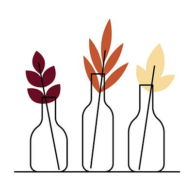 Vases with plants design graphic design illustration leaves line style minimalistic plants vase vector