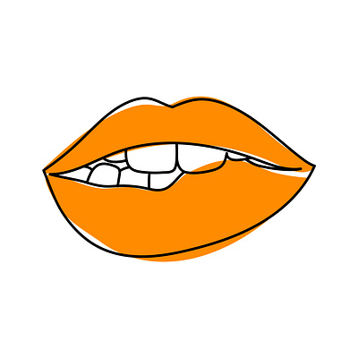 Bright orange sexy lips design girl graphic design illustration line style lips minimalistic orange sexy vector woman