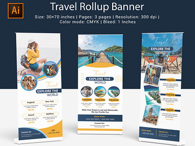 Travel Agency Roll up advertise advertising rollup advertising signage business roll up clean illustration template marketing modern promotion roll up roll up banner roll up banner rollup design rollup stand banner signage banner signage template simple banner travel advertising travel marketing travel roll up
