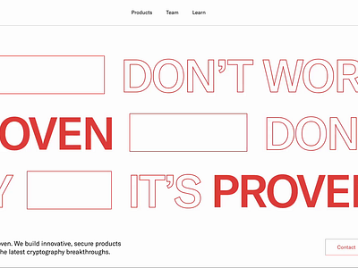 Proven Hero cryptocurrency figma hero red ui visual design web design website website hero white zero knowledge proof