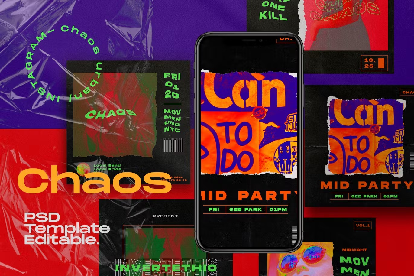 CHAOS - Instagram Social Media Kit branding instagram instagram banner instagram post instagram post template instagram posts instagram posts template instagram stories instagram stories template instagram story instagram story template instagram template instagram templates social media social media banner social media pack social media templates socialmedia stories ui