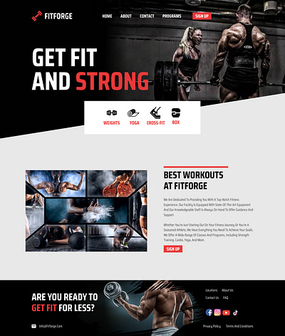 Gym Website Design: Home Page branding des desktop figma graphic design gym gym website homepage landing page ui uidesign ux