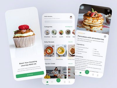 Cooking App - for free recipes app application cooking design graphic design minimal productdesign responsive simple ui uiux
