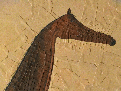 After Nikolai Sverchkov, detail collage horse horses paper portrait