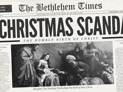 A Christmas Scandal advent christ christian christmas church design graphic design holiday joseph manger mary nativity newspaper proclaim promedia scandal series sermon shepherd wise men
