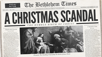 A Christmas Scandal advent christ christian christmas church design graphic design holiday joseph manger mary nativity newspaper proclaim promedia scandal series sermon shepherd wise men