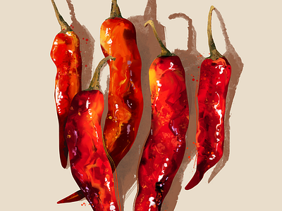 Gochu Chili Peppers chili chili peppers digital art digital illustration food food art food illustration gochu gochujang illustration illustrator interior art interior decor korean korean food nkpcreate peppers restaurant art restaurant design south korean