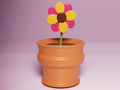 3D Pot 3d blender cinema4d clay cute flower icon pot