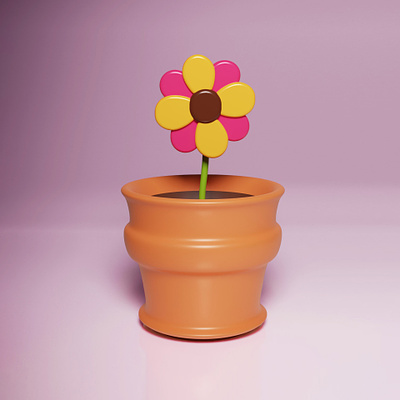 3D Pot 3d blender cinema4d clay cute flower icon pot