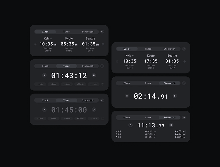Digital Clock Widgets Set by Oda Neideltern on Dribbble