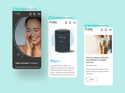 Pura Collagen - mobile views animation art direction design ui ux