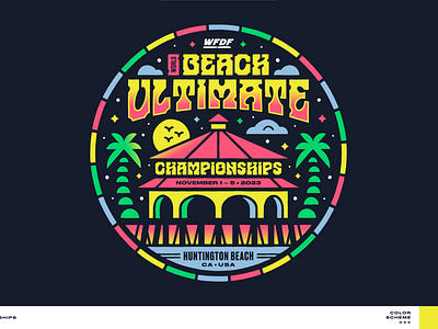 WBUC Logo beach championships clouds huntington beach palm trees pier ultimate world