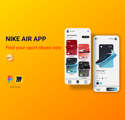 Nike Air App branding design figma graphic design illustration logo nike shoe ui ui design uiux vector