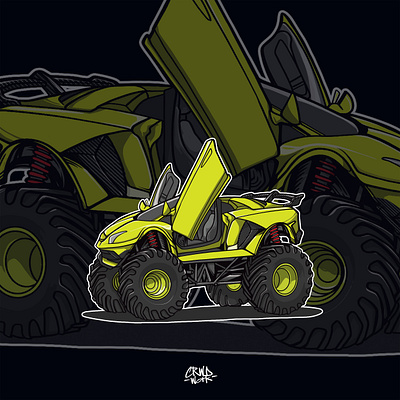 Monster Lambo Car art artworks carillustration cartooncar illustration ilustration ilustrator mascot tshirtdesign