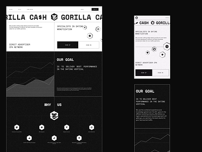Gorilla Cash responsive adaptive black and white data dating design digital landingpage marketing minimal mobile ui user experience user interface ux webdesign website