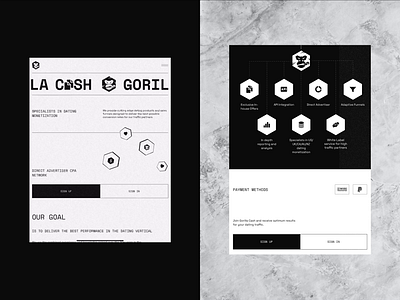 Gorilla Cash tablet adaptive black and white data dating design digital landingpage marketing minimal responsive tablet ui user experience user interface ux webdesign website