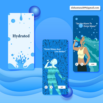 HYDRATED - Water Intake Application application design mobile app design ui design ui ux design user experience design user interface design ux design water application ui design water intake app ui design water intake application design water measurement app design water measurement ui design