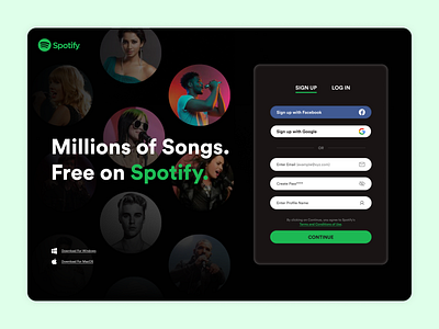 Spotify Sign-up Page app appdesign dailyui design graphic design minimal spotify ui uidesign uidesigner uiux uiuxdesign ux uxdesign uxui uxuidesign web webpage webpage design website