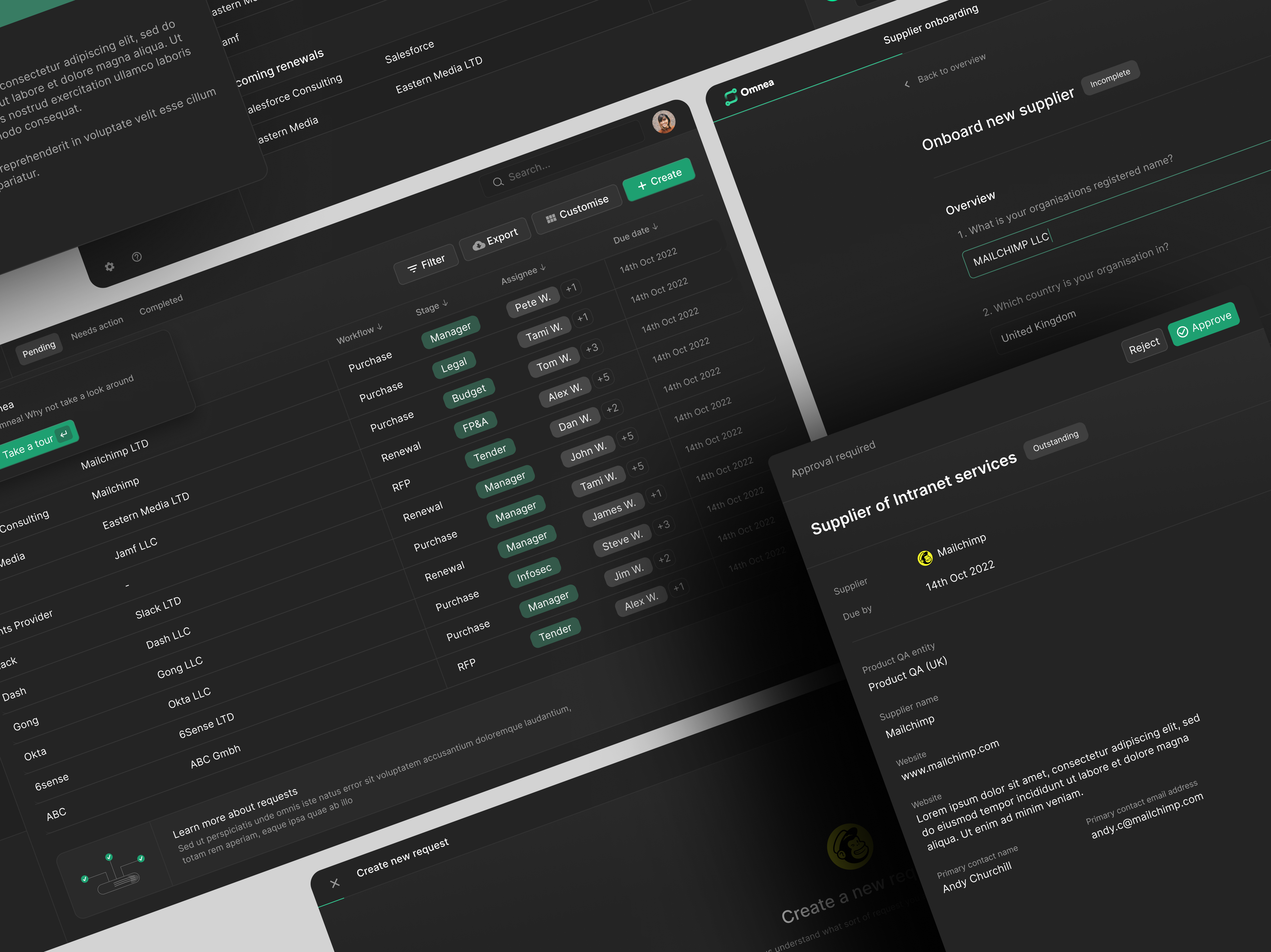 Omnea - SaaS Dashboard - UI account asana clean dark dark ui dashboard figma finance minimal modal modern navigation saas simple table tabs task management tasks team management ui design