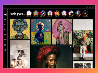 Desktop Instagram Redesign art branding colors design system flat gradient images instagram line art meta minimalistic social media ui design web layout