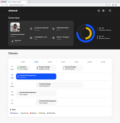 Attendr app app design attendance design education management edutech ui ux