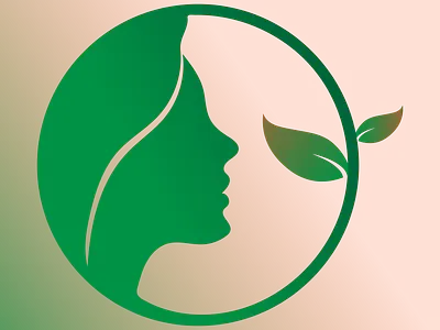 Girl Face with leaf logo girls face logo graphic design logo logo design natural logo