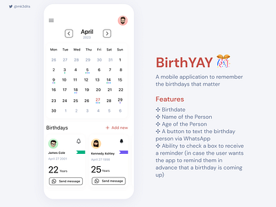 A mobile application to remember the birthdays that matter android app design ui