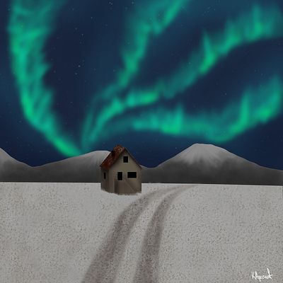 Aurora Borealis auroraborealis digitalart illustration landscape nothernlights sweden